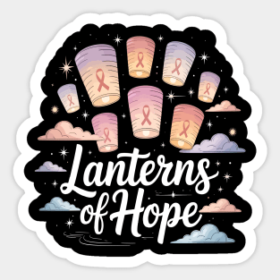 Lanterns of Hope Breast Cancer Awareness Tee Pink Ribbon Sticker